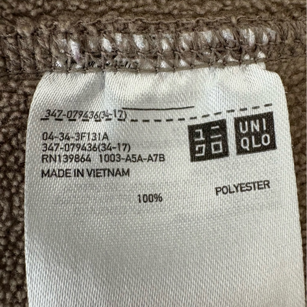 Uniqlo Sherpa Fleece Jacket Beige Full Zip 2010s Gorpcore Granola Grandpa Sleaze - Picture 7 of 10